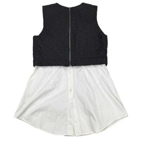 NWT THEORY Yuranda Black Eyelet Tank w/ Convertible Snap Shirt Tail Hem Sz XS - Picture 6 of 7